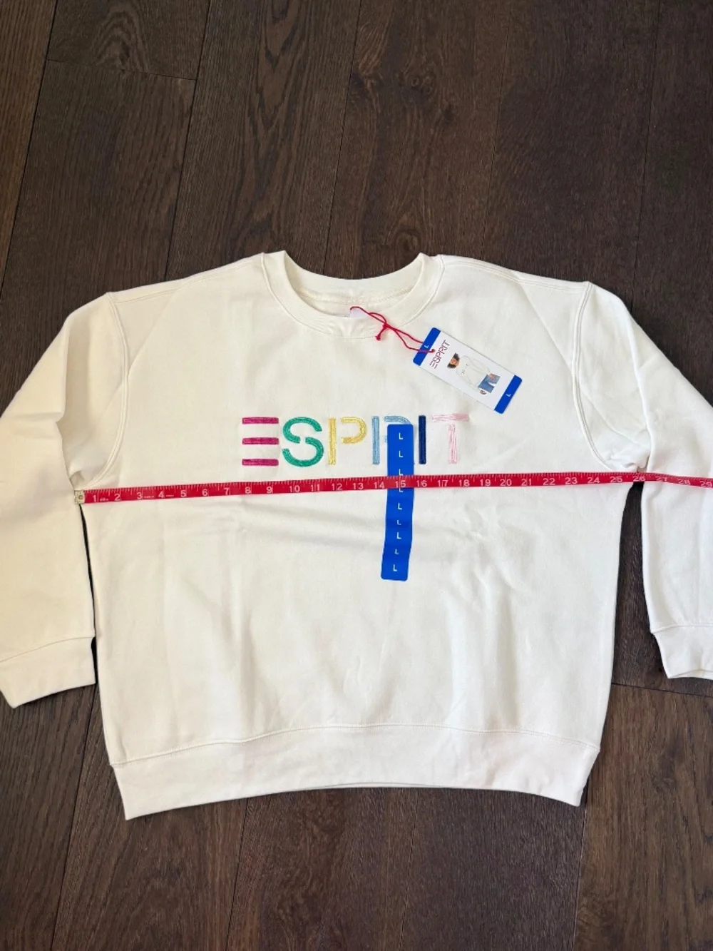 Esprit Retro Rainbow Logo Crewneck Sweatshirt Cream Size L NWT - Picture 4 of 8